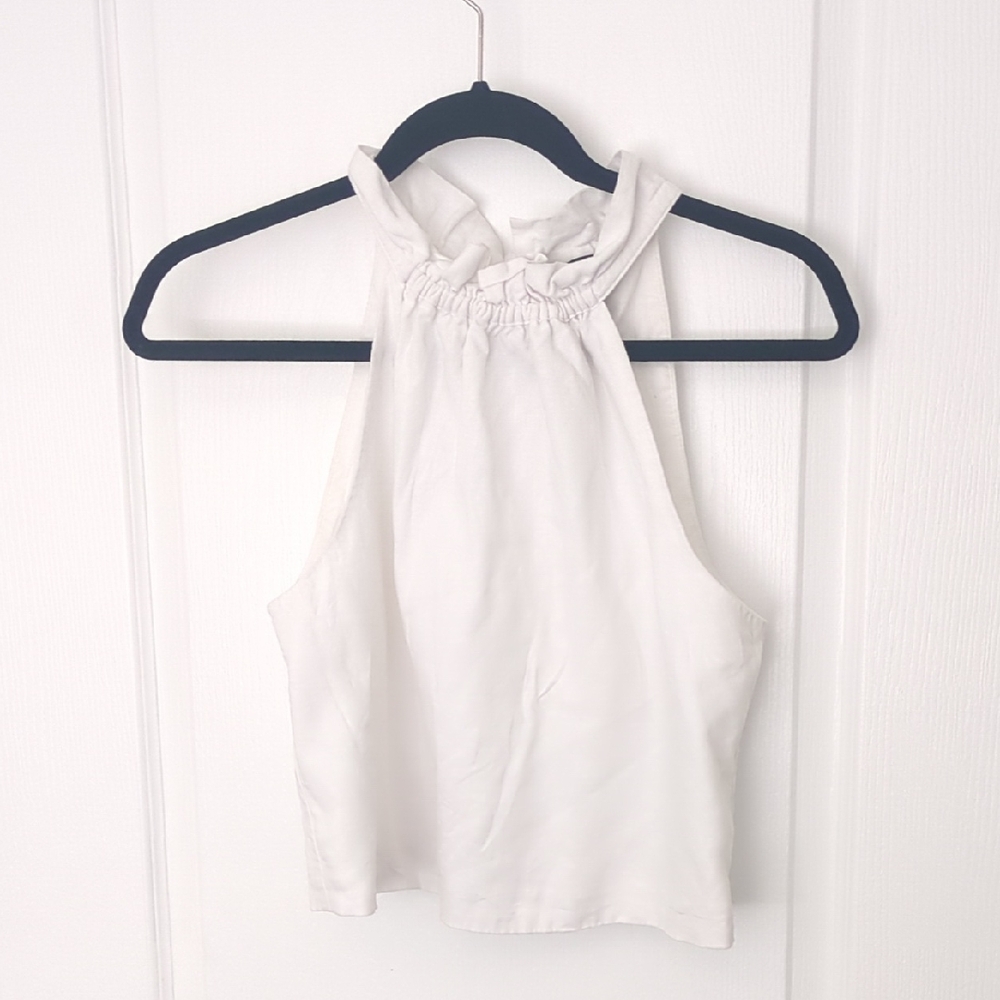 Banana Republic Linen Blend Ivory Halter Tank Top